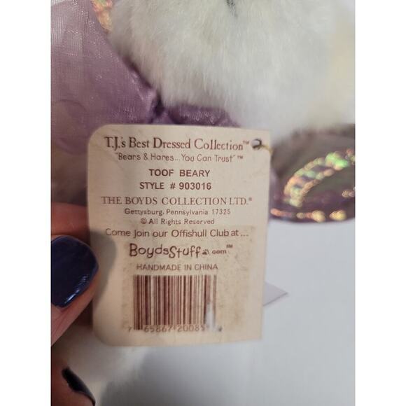 Boyds Toof Beary Boyds Bears Tooth Fairy Bear #903016 2002 Retired  Purple White - Picture 11 of 13